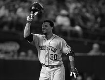 The Houston Astros' Carlos Gomez (30) celebrates his solo home run in the sixth inning against the Oakland Athletics at O.co Coliseum in Oakland, Calif., on Wednesday, Sept. 9, 2015. (Susan Tripp Pollard/Bay Area News Group/TNS)