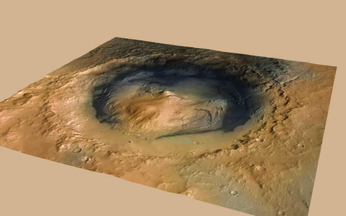 Scientists using images from NASA's Mars rover Curiosity say they've found evidence for a river in Gale Crater. (NASA/JPL-Caltech/ESA/DLR/FU Berlin/MSSS)