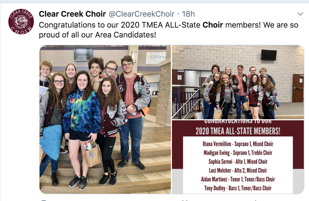 Choir 2020 Texas All State Choir Creek HiLife