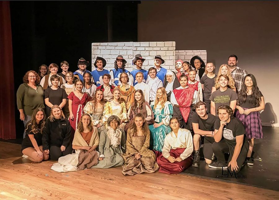 The+Wildcat+Theatre+Department+poses+in+their+costumes.+